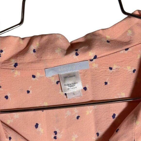 Eberjey Viscose Peach Long Sleeve Pajama Set Large - Picture 3 of 5